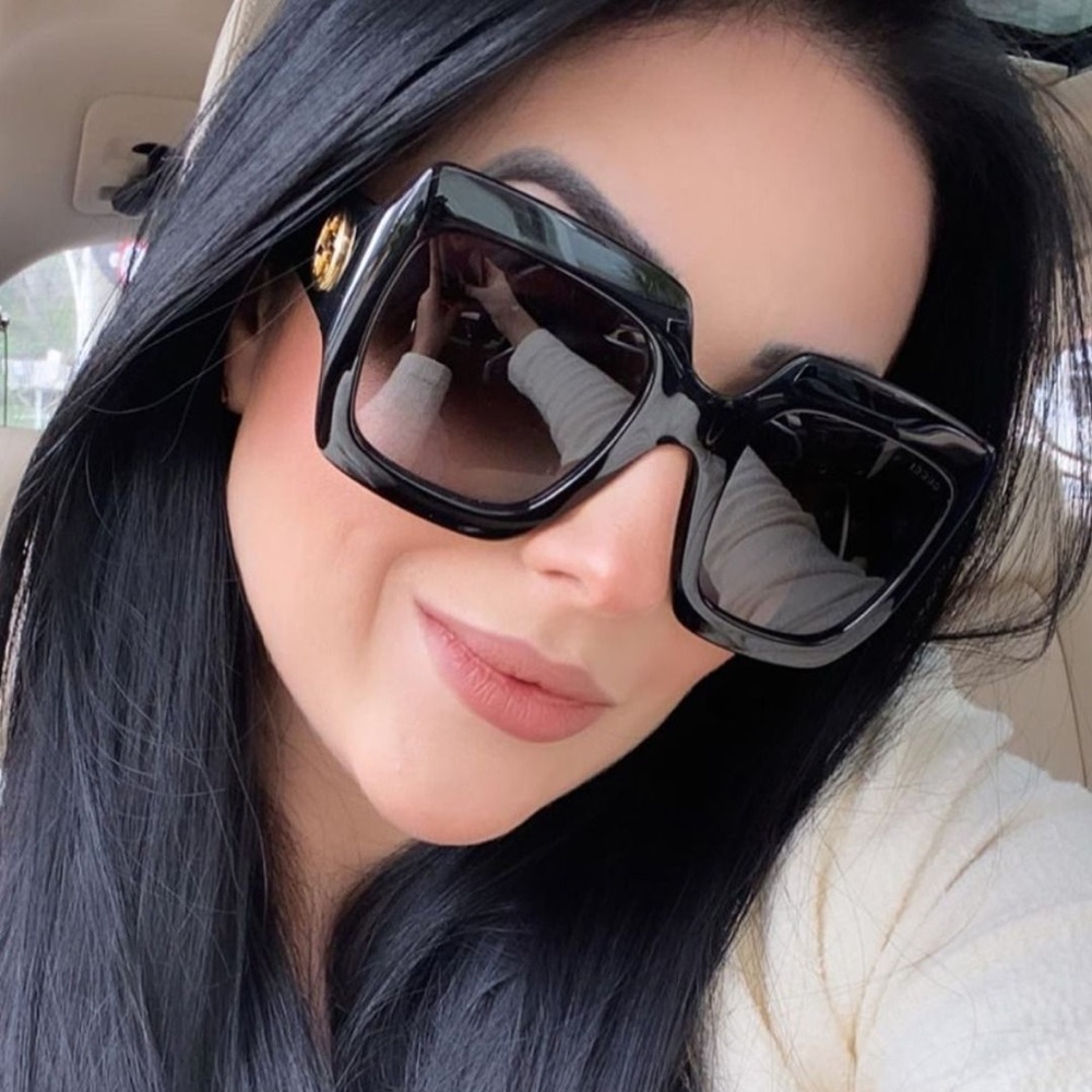 NEW GUCCI GG0053S 001 BLACK SQUARE WOMEN’S SUNGLASSES GUCCI GG0053SN 001 - Picture 2 of 12